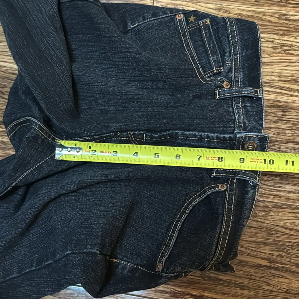 Jeanstar dark wash mid rise flare leg cotton stretch jeans size 4 short